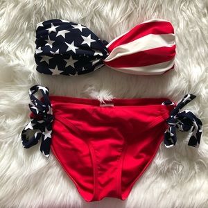 American Flag Bandeau Bikini Set